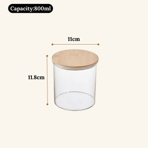 Modern Airtight Transparent Food Storage Jar with Natural Bamboo Lid | Multi-Purpose Pantry Organizer