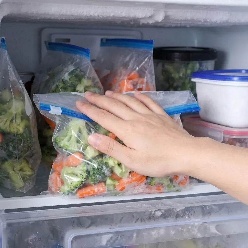Reusable Zipper Storage Bags for Kitchen, Ideal for Fruits, Vegetables & Snacks