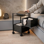 2-Layer Square Multipurpose Storage Trolley with Wheels | Rotating Organizer for Home & Office