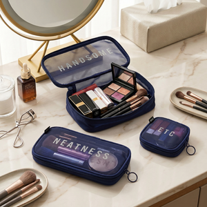 Transparent Mesh Cosmetic & Toiletry Bag | Waterproof Zipper Makeup Organizer Pouch for Travel, Grooming & Daily Essentials