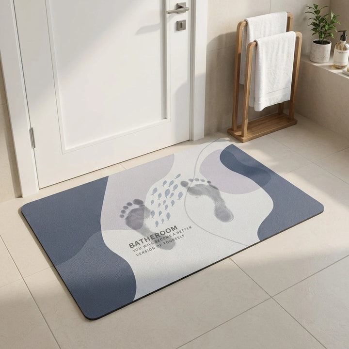 Abstract Pastel Bath Mat | Modern Non Slip Bathroom Rug Minimalist Soft Floor Mat
