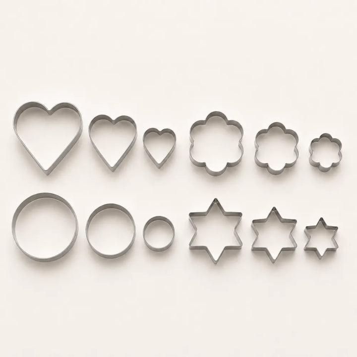 12PCS Stainless Steel Cookie Cutter Set | 4 Fun Shapes Biscuit, Fondant & Pastry Cutters | Reusable Baking Molds