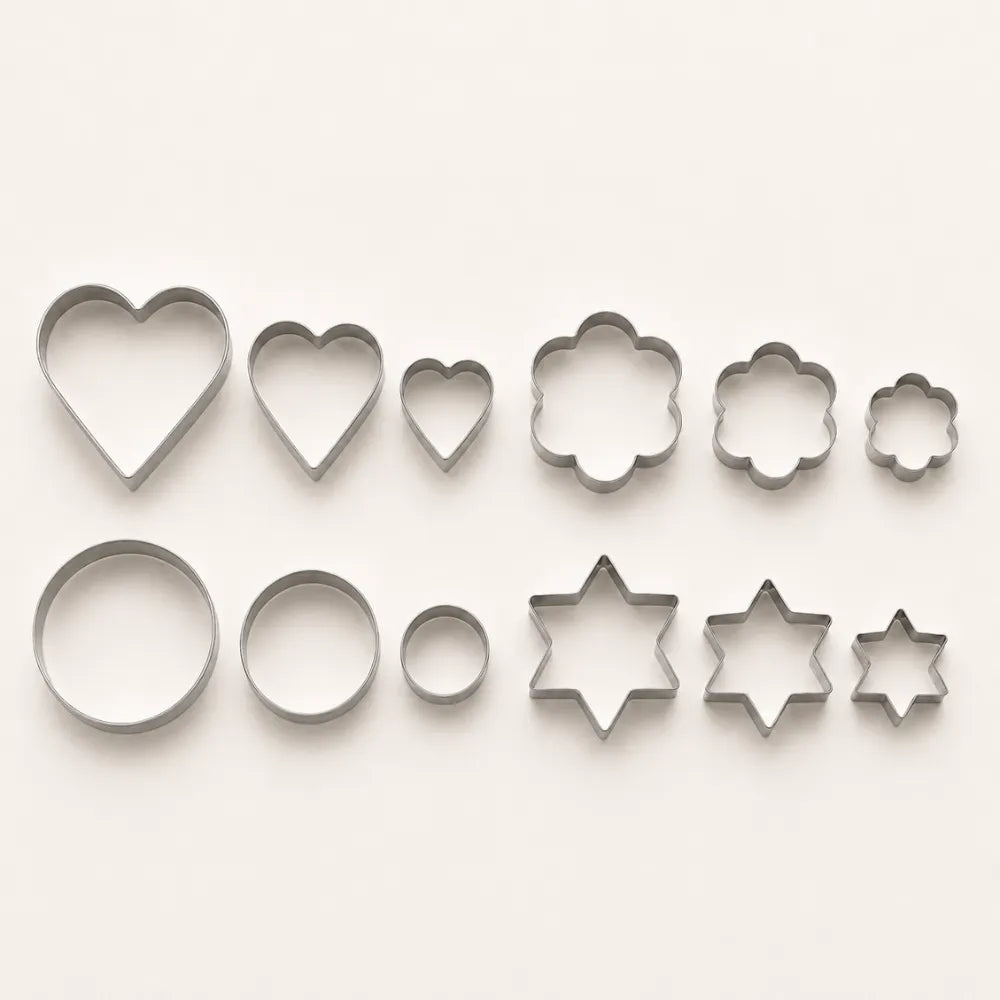 12PCS Stainless Steel Cookie Cutter Set | 4 Fun Shapes Biscuit, Fondant & Pastry Cutters | Reusable Baking Molds