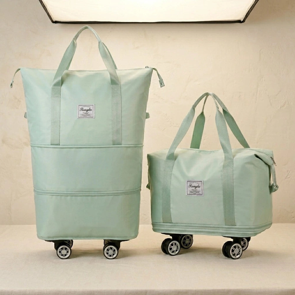 Foldable Expandable Travel Duffle Bag with Wheels – Large Capacity Rolling Trolley Weekend Bag for Travel & Luggage Storage