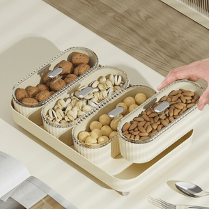 4-Compartment Snack Tray with Lid | Portable Fruit & Kids Lunch Organizer