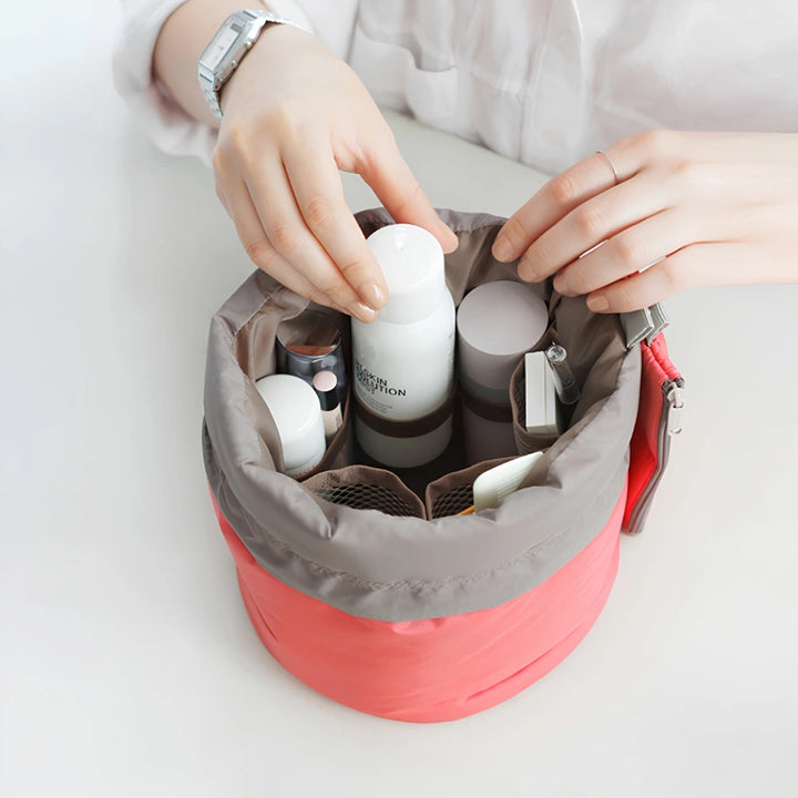 Stylish Drawstring Bucket Makeup Bag for Women | Portable Cosmetic & Toiletry Organizer Pouch for Travel and Daily Use