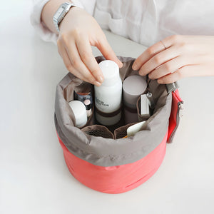 Stylish Drawstring Bucket Makeup Bag for Women | Portable Cosmetic & Toiletry Organizer Pouch for Travel and Daily Use