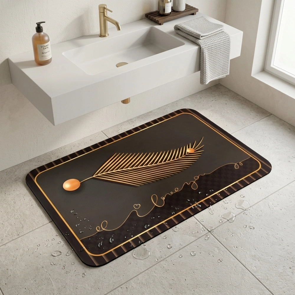 Luxury Black Gold Welcome Door Mat | Anti-Slip Floor Mat | Modern Bathroom & Entrance Rug | Soft Absorbent Home Decor Mat
