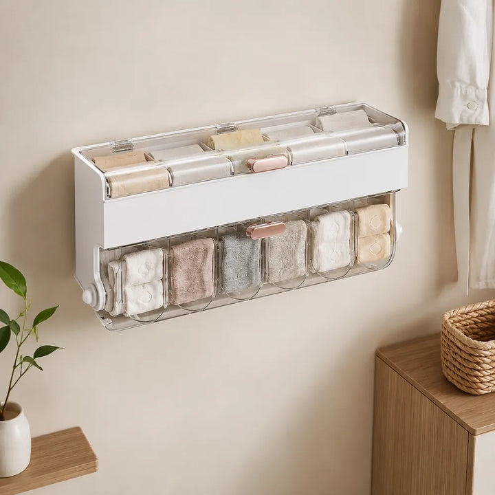Clear Wall-Mounted Bathroom Organizer | Dustproof Sock & Underwear Storage Box | Large Capacity Transparent Storage Container