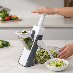5-in-1 Adjustable Mandoline Vegetable Cutter | Stainless Steel Slicer, Chopper, Grater & French Fries Cutter with Container