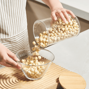 Modern Airtight Transparent Food Storage Jar with Natural Bamboo Lid | Multi-Purpose Pantry Organizer