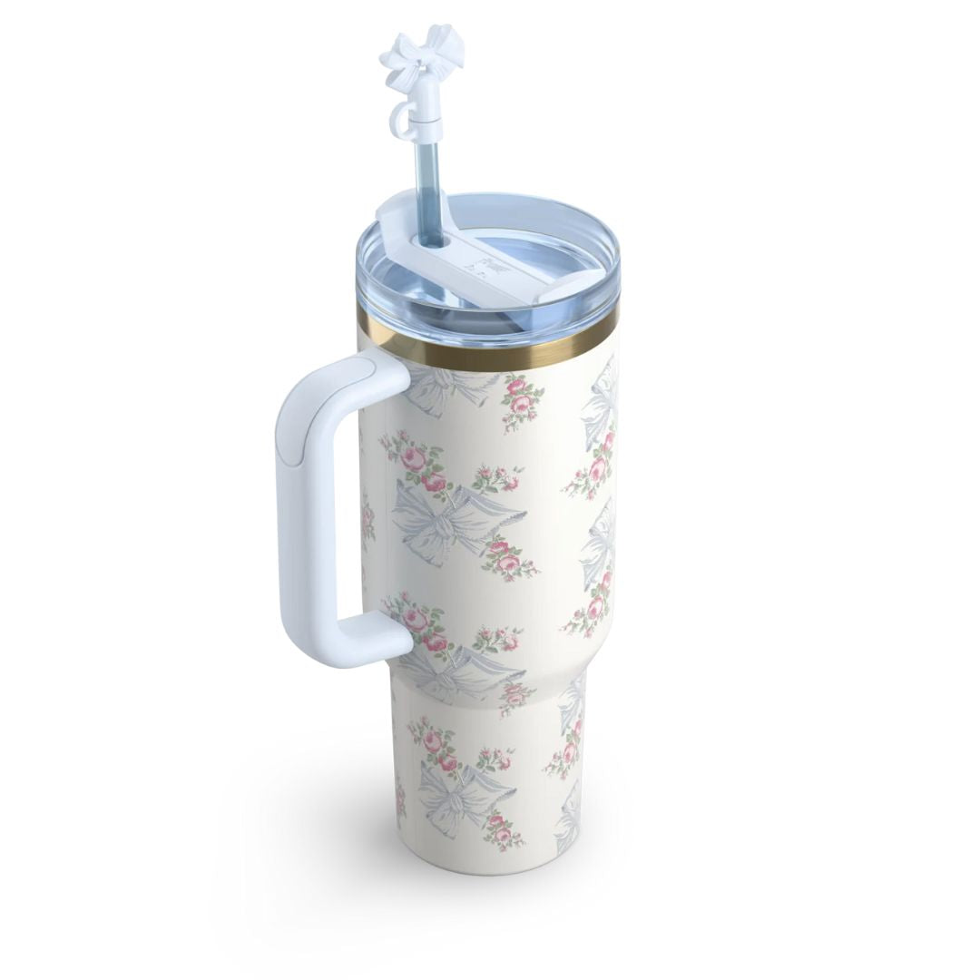 Stanley x LoveShackFancy Authentic 40oz Quencher Tumbler(Sky white)