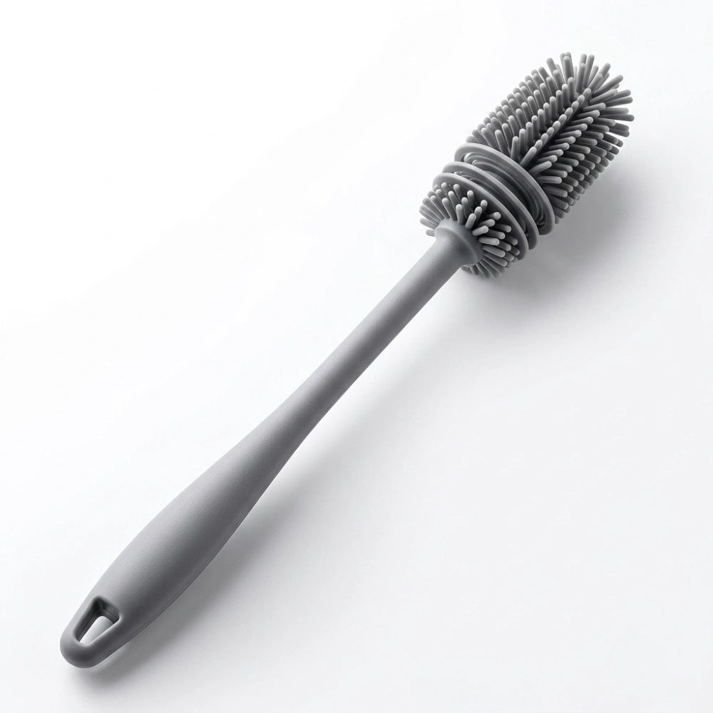 Silicone Bottle Cleaning Brush with Soft Flexible Bristles | Long Handle Water Bottle & Baby Bottle Cleaner | Easy Grip Kitchen Cleaning Brush