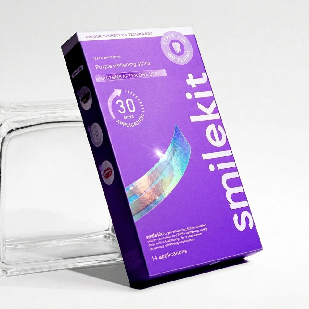 Purple Teeth Whitening Strips Kit | Enamel Safe Whitening Strips for Sensitive Teeth | Removes Yellow Stains & Whitens Teeth Fast | 7 Strip in pack 1