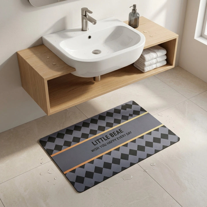Little Beae Printed Bathroom Mat | Soft Quick Dry Anti-Slip Absorbent Floor Rug for Bathroom Entrance & Bedroom