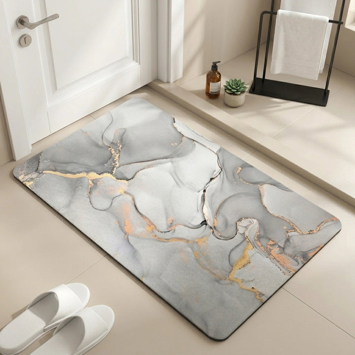 Luxury Marble Relax Time Door Mat | Anti-Slip Soft Floor Rug | Modern Bathroom & Entrance Home Decor Mat