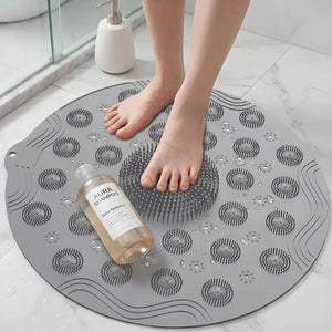 Round Non-Slip Shower Mat Massage Mat with Suction Cups and Drain Holes, PVC Washable Shower Massage Foot Pad for Kids, Adults, Elderly, Bathroom