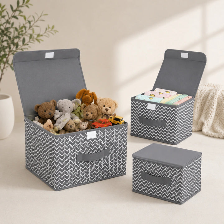 Foldable Storage Box with Lid | Multi-Purpose Clothes, Toys & Wardrobe Organizer Bin