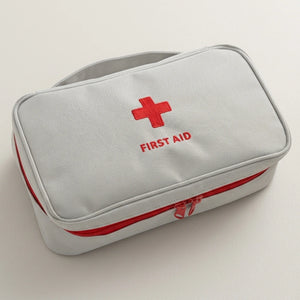 Emergency First Aid Kit Pouch with Handle | Multi-Layer Fabric Medicine Organizer Bag for Travel, Home, Car