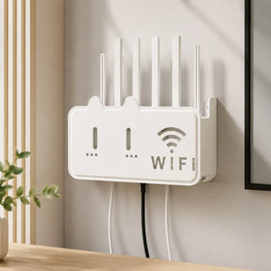 Self-Adhesive WiFi Router Storage Box, Wall Mount Router Holder, Router & Setup Box Storage Shelf with Cable Management, Floating WiFi Stand for Wall, Home & Office