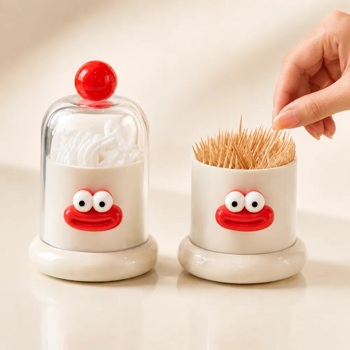 Transparent Cotton Buds & Toothpick Holder with Lid | Cotton Swab Dispenser & Bathroom Vanity Organizer for Makeup & Kitchen