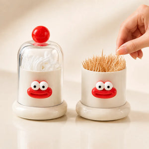 Transparent Cotton Buds & Toothpick Holder with Lid | Cotton Swab Dispenser & Bathroom Vanity Organizer for Makeup & Kitchen