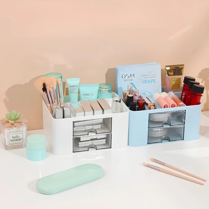 Multi-Functional Desk Organiser with 2 Drawers | Large Capacity Desktop Pen, Pencil & Stationery Storage Holder
