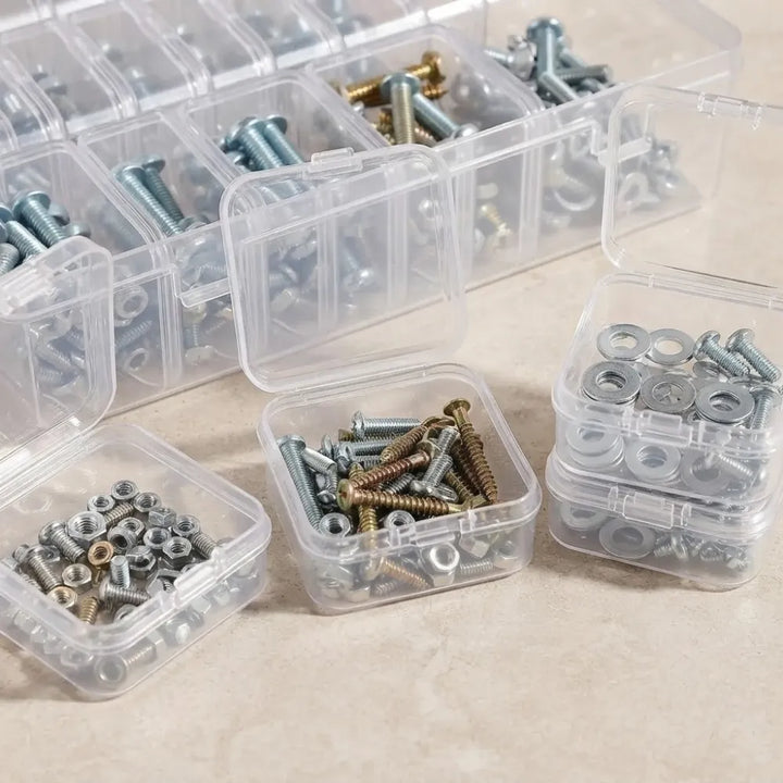 Housious Large Clear Plastic Organizer Boxes – 30-Pack Folding Mini Bead Storage Cases