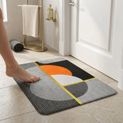 Modern Geometric Microfiber Bathroom Mat | Super Absorbent Quick Dry Anti-Slip Washable Bath Rug for Bathroom Door & Shower Area