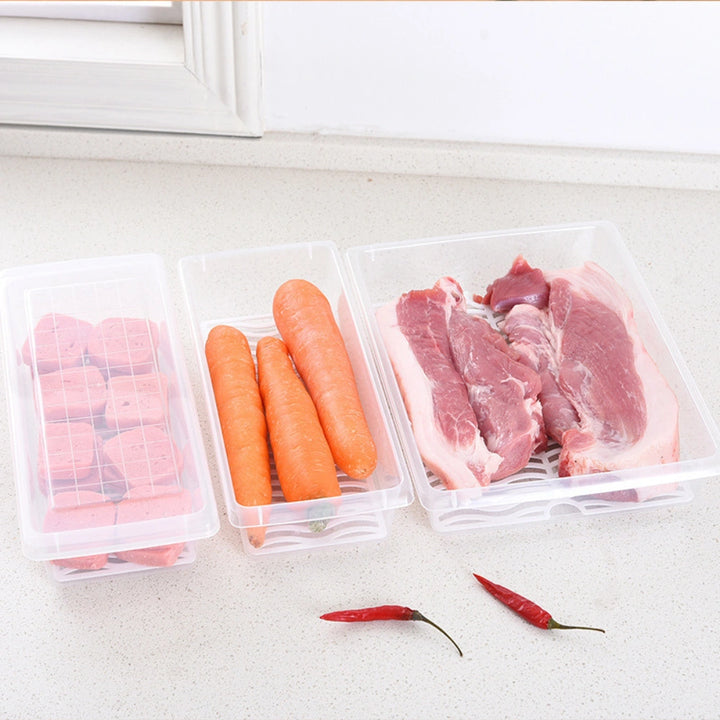 Fridge Storage Containers Set | Stackable Freezer Organizer Boxes with Drain Tray & Airtight Lids, Heavy-Duty Food Storage for Meat, Fruits & Vegetables