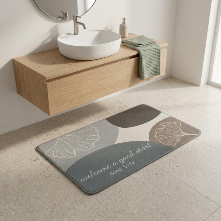 Modern Abstract Anti-Slip Bathroom Mat | Soft Absorbent Quick Dry Floor Rug Minimalist Entryway & Washroom Carpet