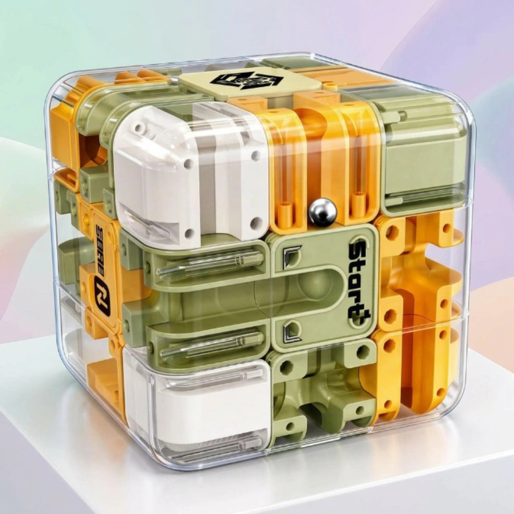 3D Ball Rolling Maze Cube Puzzle | Transparent Labyrinth Brain Teaser IQ Toy for Kids & Adults