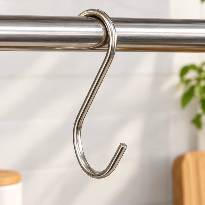 S-Shape Hanging Hooks Set of 8 | Stainless Steel Multipurpose Utility Hooks