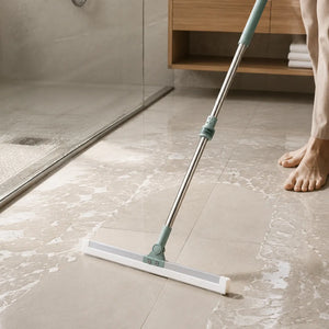 Slim Floor Squeegee Mop with Telescopic Handle | 360° Rotating Silicone Floor Wiper for Bathroom, Kitchen, Windows & Floor Cleaning