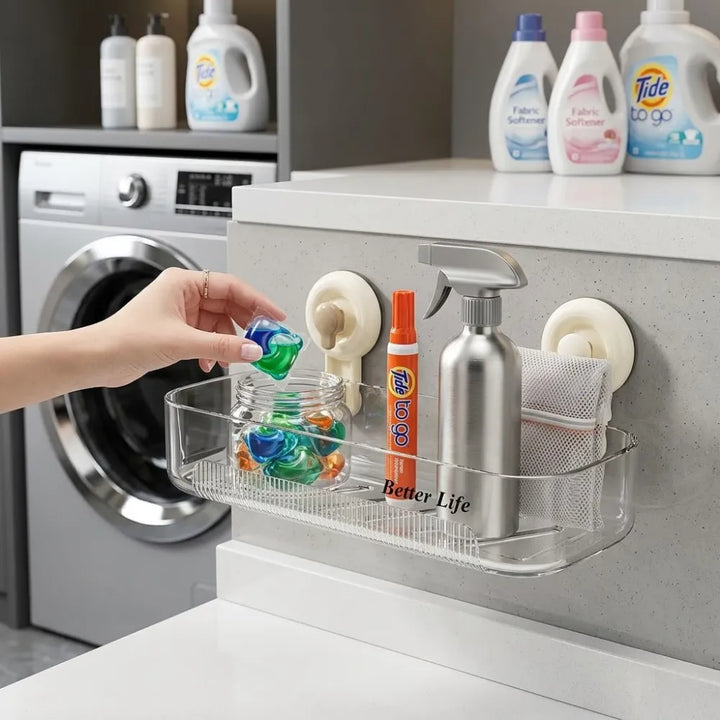 Multi-Purpose Transparent Suction Cup Storage Shelf