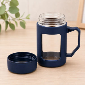 500ml Double Wall Borosilicate Glass Tea Mug with Lid & Handle | Heat-Resistant Coffee Cup | Portable Travel Tumbler for Home & Office