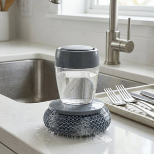 Dish Cleaning Brush with Soap Dispenser | Automatic Liquid Scrubber for Kitchen Sink & Dishwashing