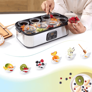 Multifunctional Stainless Steel Digital Yogurt Maker with 8 Cups | Fresh Homemade Yogurt Made Easy