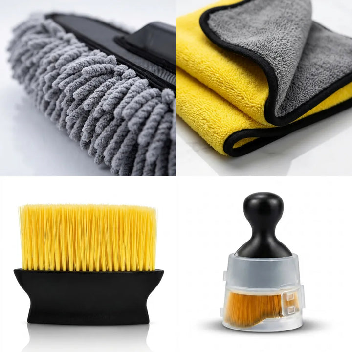 5 PCs Microfiber Car Duster with Long Handle Car Cleaning Brush Exteriror and Interiror Car Cleaning Cloth Car Ac Vent Cleaner Brush for Car, Motorbike, SUVs Car Cleaning Kit