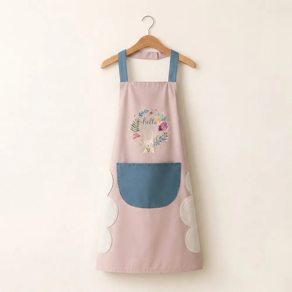 Waterproof Kitchen Apron for Women with Built-In Towel & Front Pocket | Comfortable Cooking Apron for Home & Chef Use