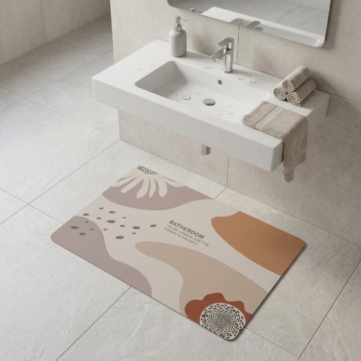 Abstract Minimalist Bathroom Floor Mat | Soft Non-Slip Absorbent Bath Rug Modern Decorative Bathroom Door Mat Quick Dry Washable Floor Carpet
