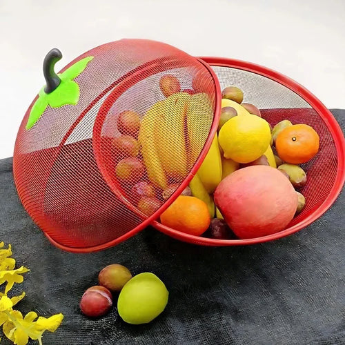 Apple Shape Fruit Basket with Lid Net Cover | Large Stainless Steel Food Storage Basket for Fruits & Vegetables, Protective Mesh Cover for Kitchen & Dining lifestyle feature