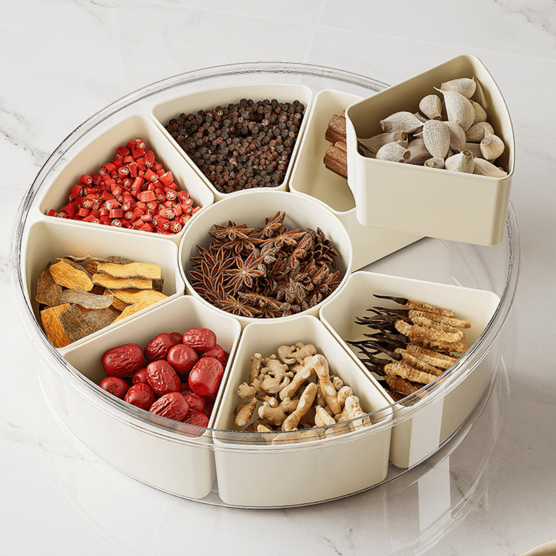 Clear Compartmentalized Storage Box | Multi-Purpose Food Organizer Tray with Lid