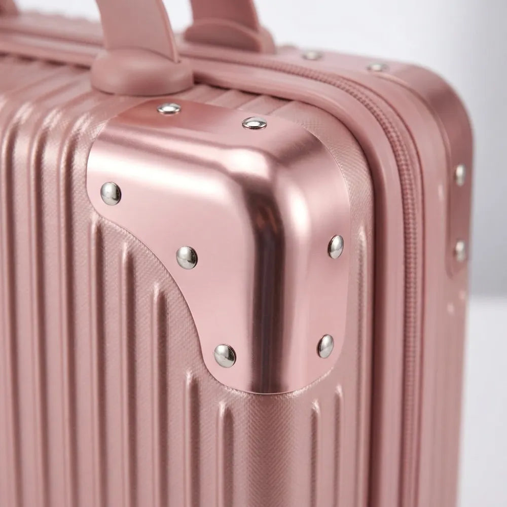 Portable Hard Shell Cosmetic Travel Case | Mini ABS Makeup Storage Suitcase with Elastic Band | Compact Hand Luggage Organizer
