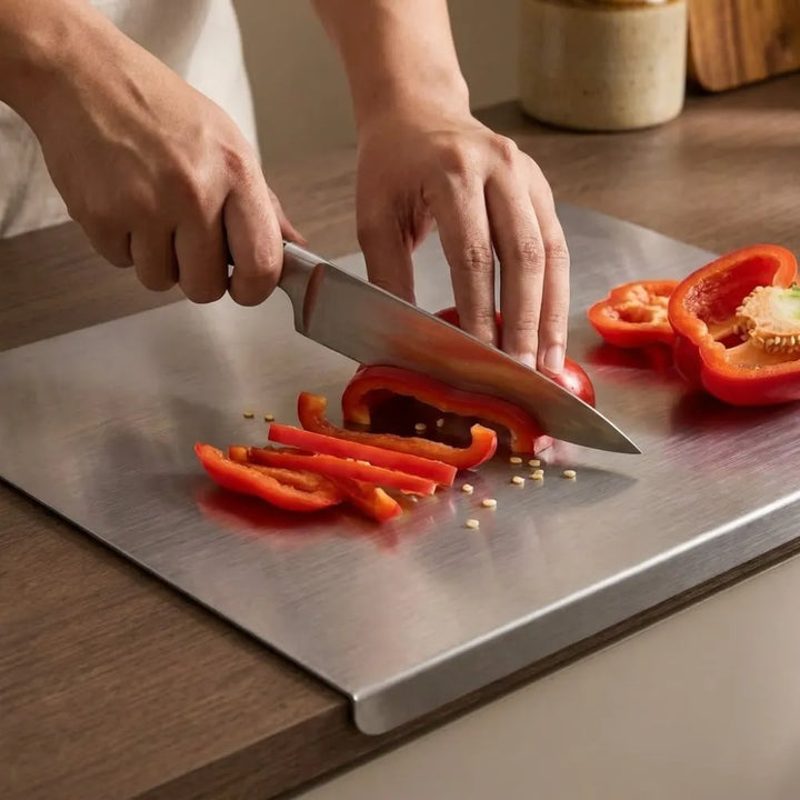 Bend Stainless Steel Chopping Board | 28.5 × 35.5 cm Metal Cutting Board