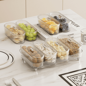 4-Compartment Snack Tray with Lid | Portable Fruit & Kids Lunch Organizer