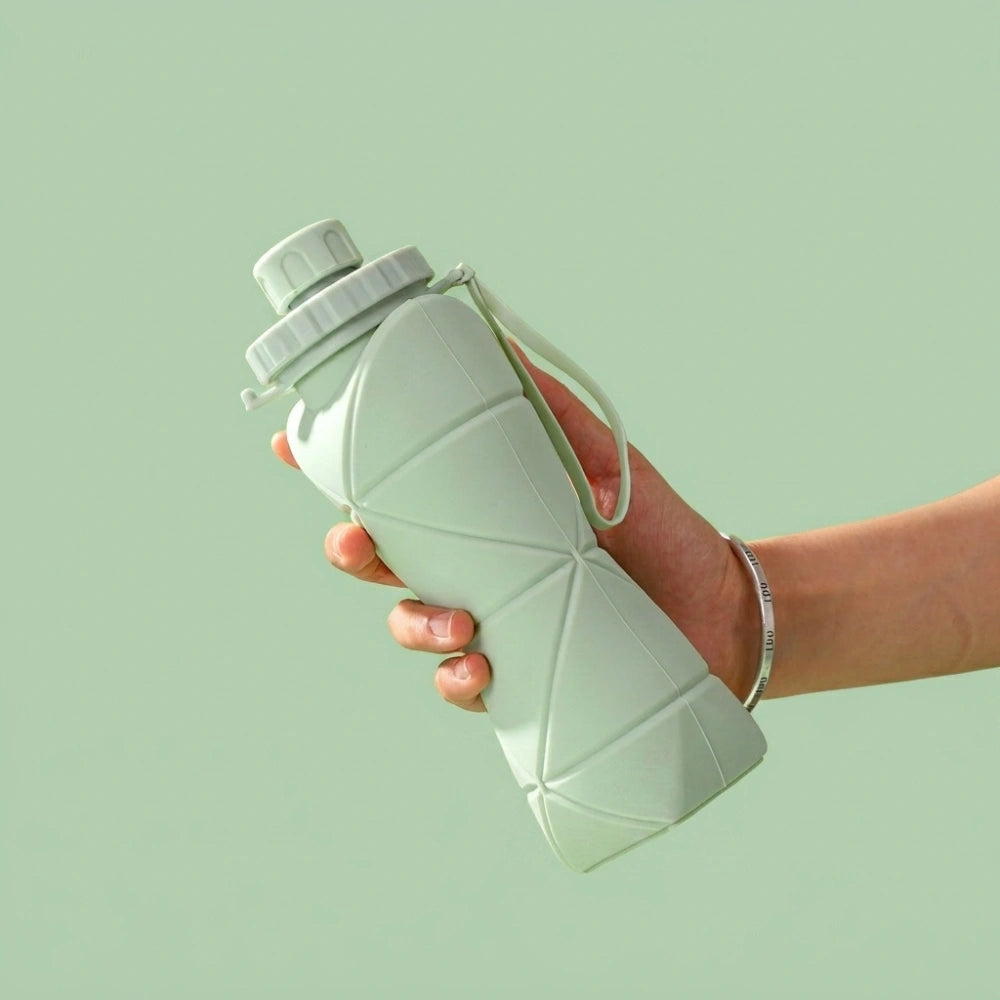 600ml Folding Silicone Water Bottle | Collapsible BPA-Free Sports Bottle, Leakproof Travel Water Bottle for Gym, Hiking, Camping, Cycling & Outdoor Activities