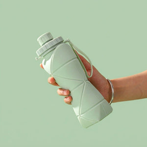 600ml Folding Silicone Water Bottle | Collapsible BPA-Free Sports Bottle, Leakproof Travel Water Bottle for Gym, Hiking, Camping, Cycling & Outdoor Activities