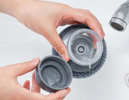 Kitchen Dish Cleaning Brush with Liquid Dispenser | Wire Ball Pot Washing Brush
