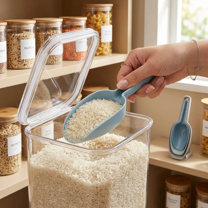 3-Piece Multi-Purpose Plastic Scoop Set | Nesting Measuring Scoops for Rice, Flour, Sugar, Grains, Cereals & Kitchen Storage Containers